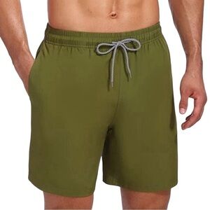 Biwisy Men’s Swim Trunks Quick Dry Army Green Mesh Lined Shorts Size-2XL NWT